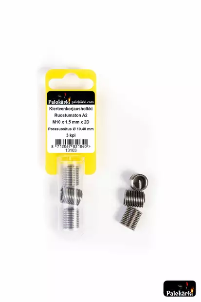 Palokärki Kierteenkorjausholkki ruostumaton A2 M10x1,5mmx2D Porasuositus Ø 10.40mm 3kpl - Kierteiden korjaus - 0022172 - 1