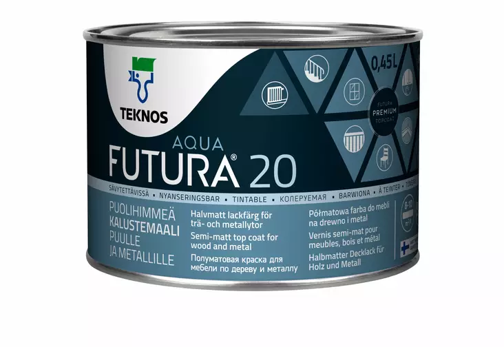 Teknos Kalustemaali Futura Aqua 20 Puolihimmeä LV 0,45L - Kalustemaalit - 0019972 - 1