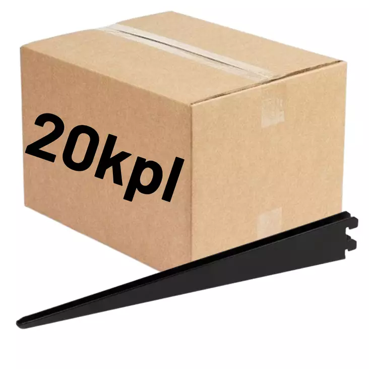 Pisla Wall-U kannatin 25cm musta 20kpl (LTK) - Hyllykiskot ja kannakkeet - 0022022 - 1