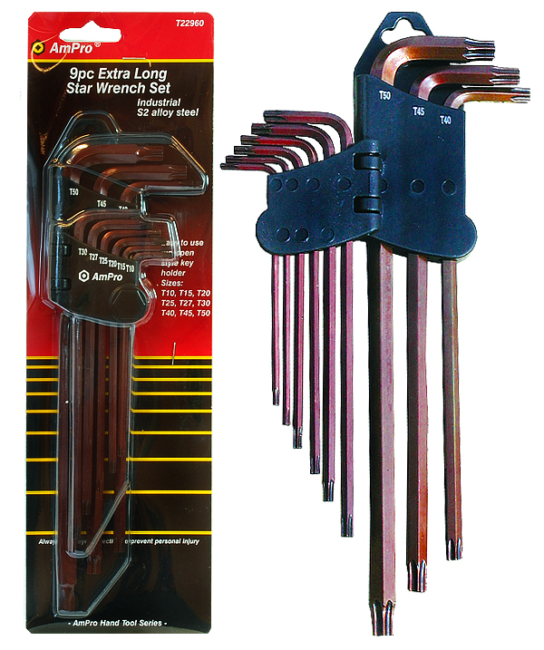 Ampro pitkä torx-avainsarja 9-os. - Torx-avaimet ja sarjat - 0005912 - 1