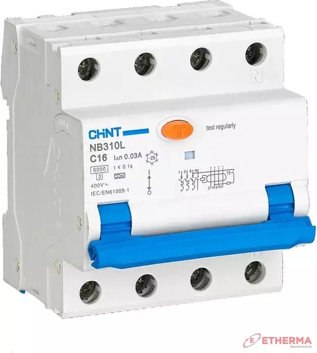 Chint Vikavirtajohdonsuojakatkaisija RCBO, NB310L/3N, 3P+N, C10, 30mA - Sulakkeet ja vikavirtasuojat - 0019652 - 1