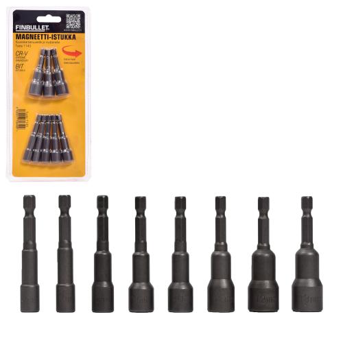 Finbullet Magneettihylsysarja 6-13 mm 65mm - Porakonehylsyt ja hylsypitimet - 0014632 - 1