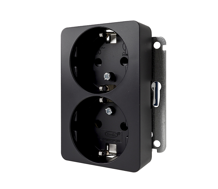 Harju Hiili uppopistorasia 2-os keskiölevyllä maad musta - Uppo-asennus rasiat ja kytkimet - 0014872 - 1