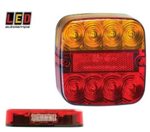 Led Autolamps 12V 107x107x23mm yhdistelmätakavalo rekisterikilven valolla - Peräkärryn takavalot - 0012592 - 1