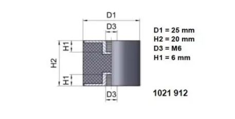 Lieriöeristin sisäkierteellä 624 25/20mm M6 2kpl - Kumieristimet - 0012702 - 1