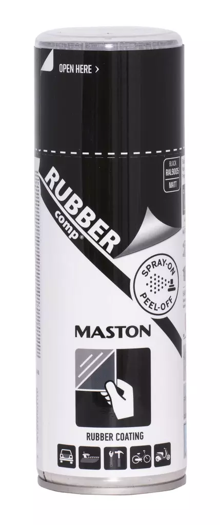 Maston kumimaalispray RUBBERcomp Matta musta 400ml - Spraymaalit - 0000152 - 1