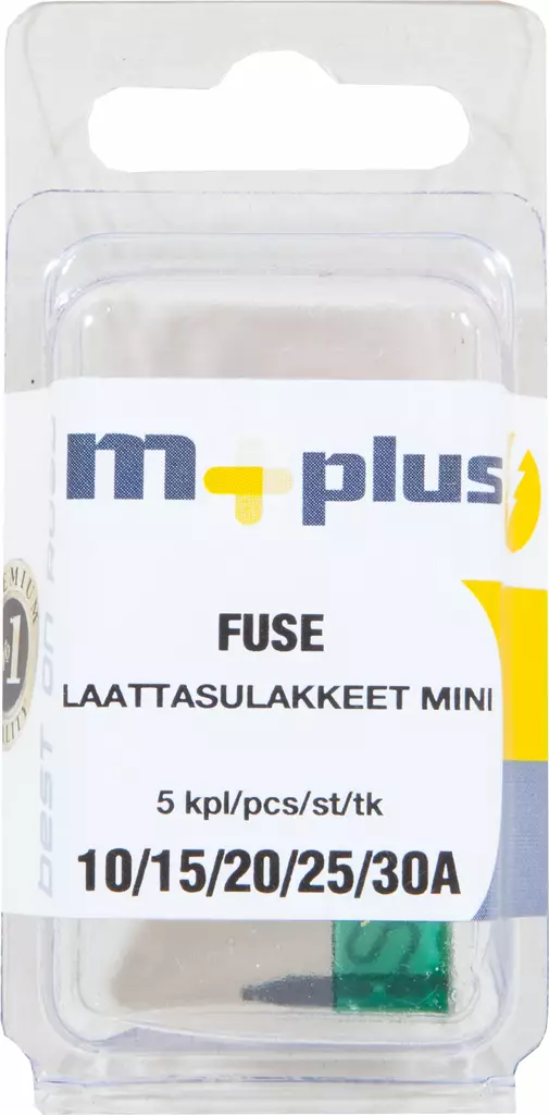 M+ MINI laattasulakelajitelma 5kpl: 10/15/20/25/30 A - Sulakkeet ja rasiat - 0008262 - 1