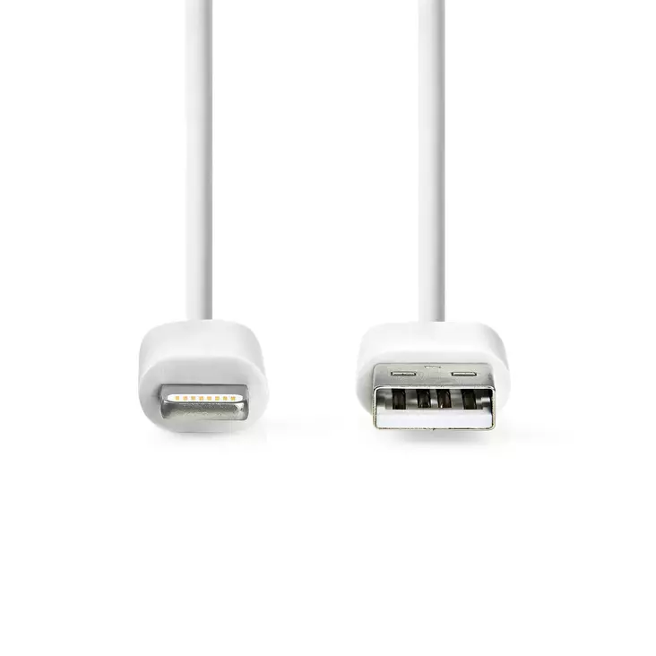 Nedis USB kaapeli 2.0 USB-A Uros-Apple Lightning 2.00m Valkoinen - Puhelintarvikkeet - 0007102 - 1