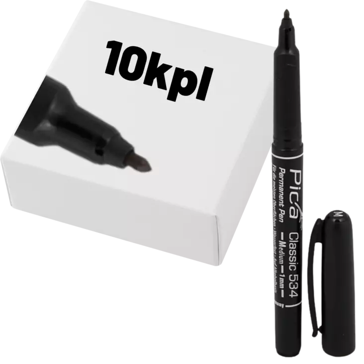 Pica Merkintätussi musta ohut medium M 1mm 10kpl - Merkkauskynät ja tussit - 0022352 - 1