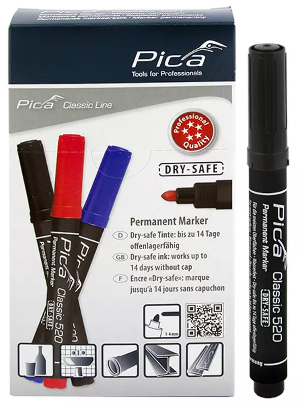 Pica Merkintätussi pyöreä musta 1-4mm 10kpl - Merkkauskynät ja tussit - 0022342 - 1