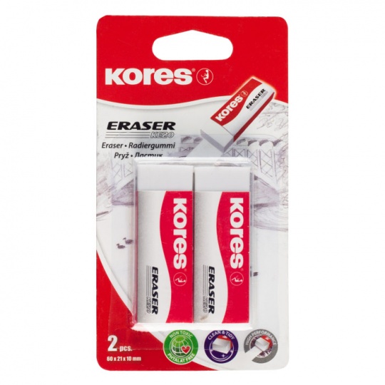 Pyyhekumi Kores, 2kpl - Kirjoitusvälineet - 0013092 - 1