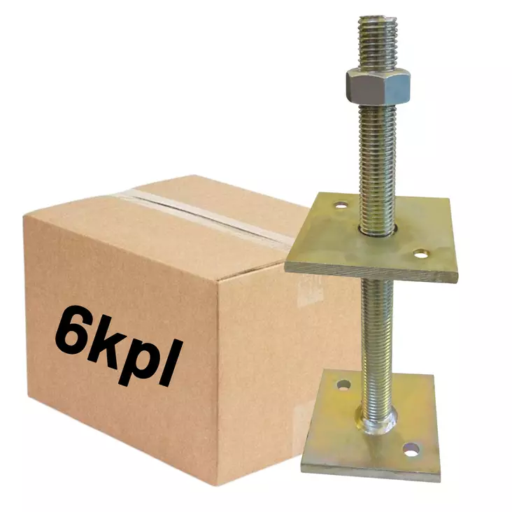 Säätöjalka ZN M24x300mm, 300x100x100x10mm, 6kpl (LTK) - Ruuvipaalut ja teräsjalat - 0022052 - 1