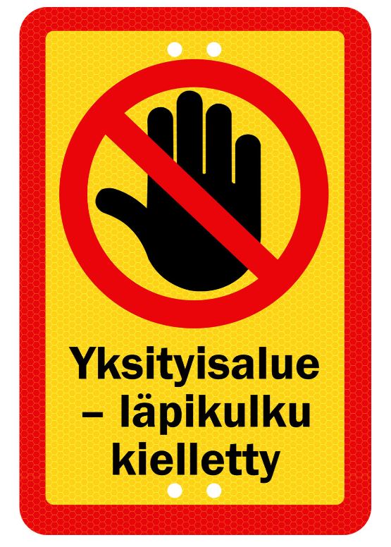 Sekure 2mm, 20x30cm Alumiinikyltti Yksityisalue - Läpikulku kielletty - Ohjekyltit - 0017092 - 1