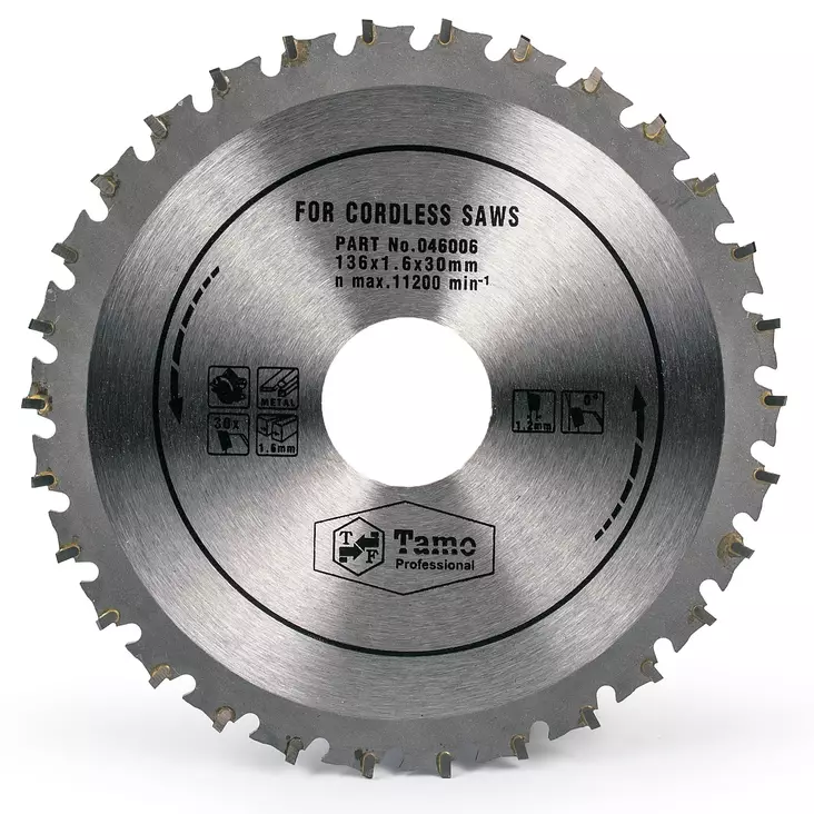 Tamo pyörösahanterä ohut 136x1,6x30Tx30mm metallille - Pyörösahanterät akkukoneisiin - 0002792 - 1