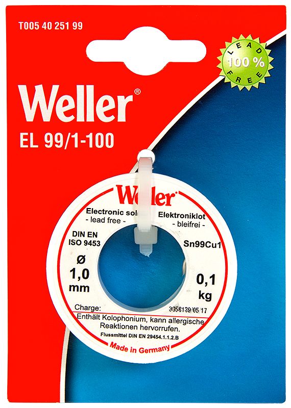 Weller juotostina 1,0mm 100g lyijyvapaa - Juotoskolvit ja tarvikkeet - 0006302 - 1