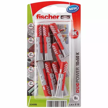 Fischer DuoPower yleistulppa 10x50mm 8kpl - Lyöntitulpat - 0011263 - 2