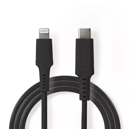 Nedis USB kaapeli 2.0 Apple Lightning-USB Type-C uros 2.00m musta - Puhelintarvikkeet - 0007103 - 2