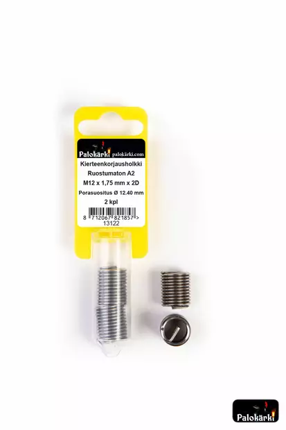 Palokärki Kierteenkorjausholkki ruostumaton A2 M12x1,75mmx2D Porasuositus Ø 12.40mm 2kpl - Kierteiden korjaus - 0022173 - 1