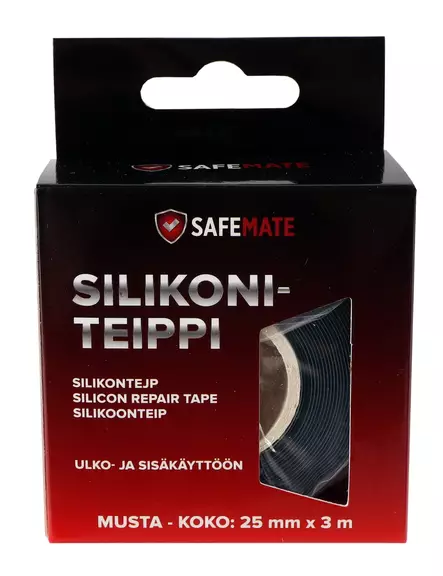 SafeMate Silikoniteippi 25mm x 3m musta vulkanoituva vedenkestävä - Asennusteipit - 0017603 - 1