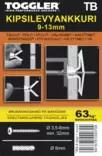 Toggler Ohutlevyankkuri HWA TB 9-13mm 5kpl + ruuvit - Kipsilevyproput ja seinäankkurit - 0020923 - 2