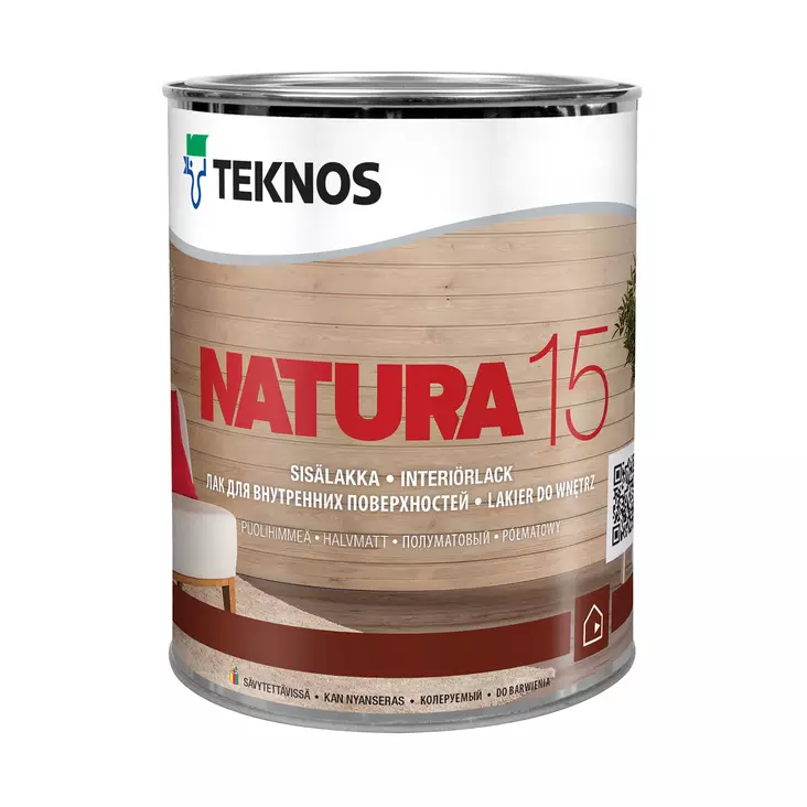 Teknos Paneelilakka puolihimmeä Natura 15 0,9L - Lakat - 0019983 - 1