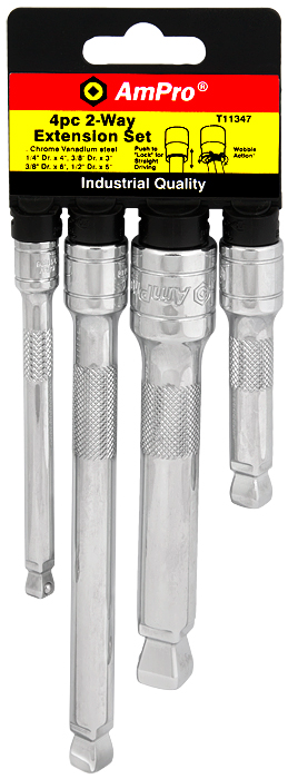 Ampro jatkovarsisarja 1/4"+3/8"+1/2" 4-os. - Jatkovarret ja niveljatkot - 0005633 - 1