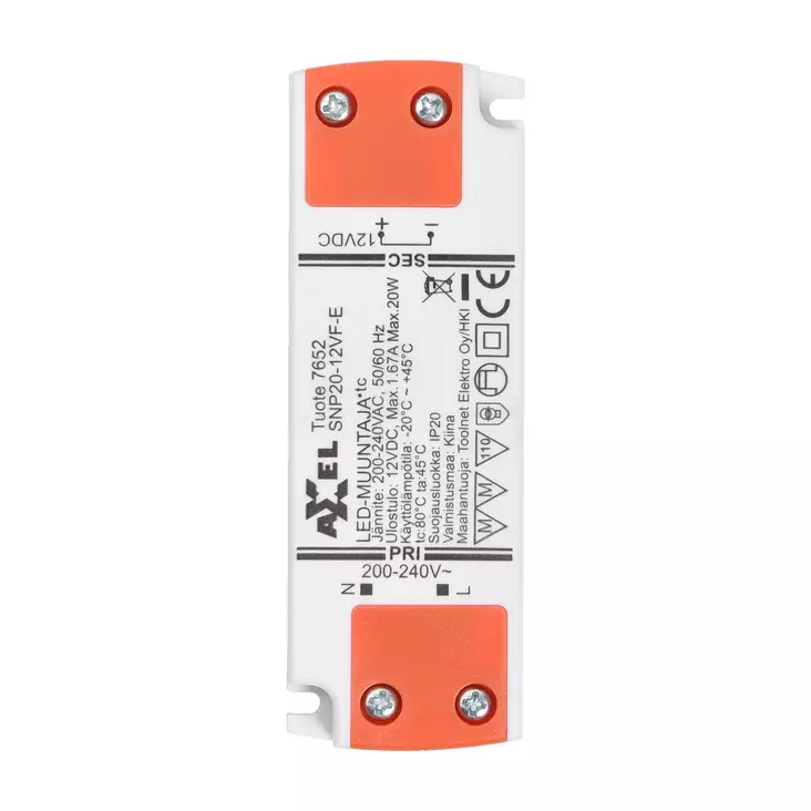Axxel led muuntaja 220-240v 20w 12vdc - Muut sähköasennustarvikkeet - 0009293 - 1