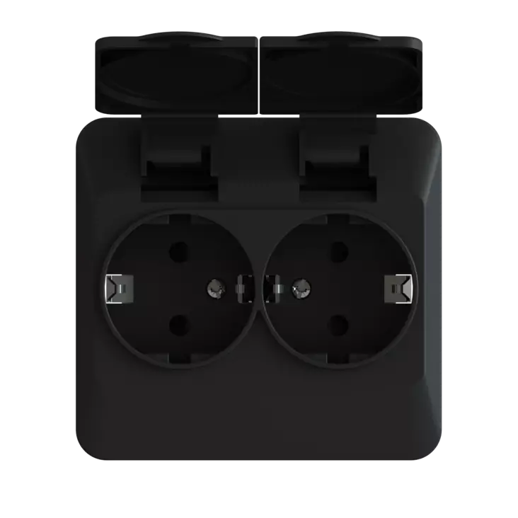 Harju Hiili uppopistorasia 2-os IP44 musta - Uppo-asennus rasiat ja kytkimet - 0009903 - 1