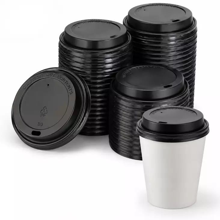 Kansi Musta Kahvikuppiin 250ml, Ø80mm 100kpl - Kertakäyttöastiat - 0021953 - 1