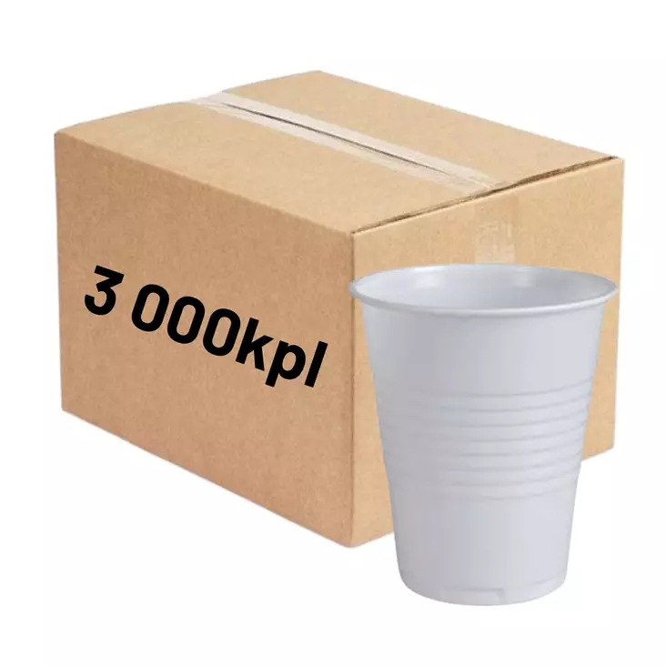 Kertakäyttömuki muovi valkoinen 200ml 3000kpl LTK - Kertakäyttöastiat - 0019503 - 1