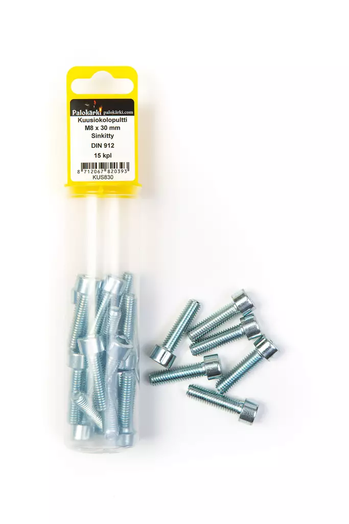 Kuusiokolopultti M8 x 30 mm sinkitty/15 kpl - Kuusiokolopultit - 0001633 - 2