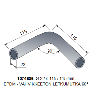 Letkumutka 90° EPDM Ø 22 x 115/115 mm - Letkut kemiallisille aineille - 0012763 - 1