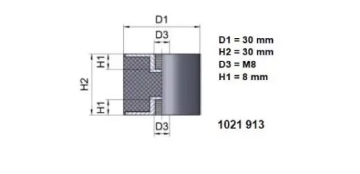 Lieriöeristin sisäkierteellä 625 30/30mm M8 2kpl - Kumieristimet - 0012703 - 1