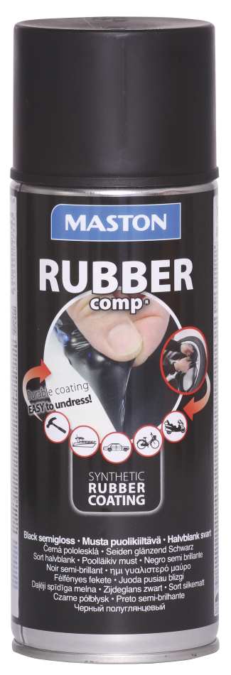 Maston kumimaalispray RUBBERcomp Musta Puolikiiltävä 400ml - Spraymaalit - 0000153 - 1