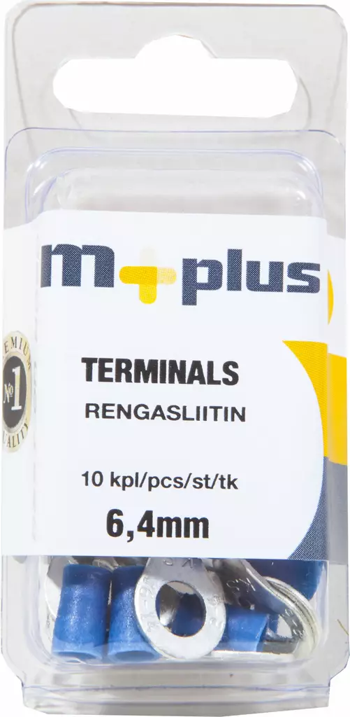 M+ rengasliitin sininen 6,4 mm, 10kpl - Johdot ja asennustarvikkeet - 0008283 - 1