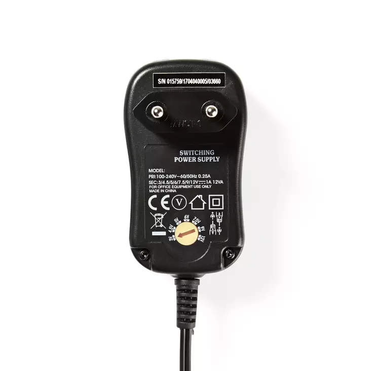 Nedis AC Yleisvirtalähde 3-12V 1.0A 6 vaihdettavaa päätä 12W - Ladattavat paristot ja laturit - 0007133 - 1