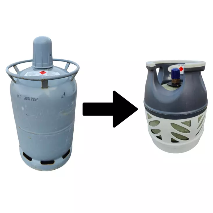 Nestekaasu 11kg teräs vaihto --> 5kg komposiittiin - Vapaa-aika - 0018173 - 1