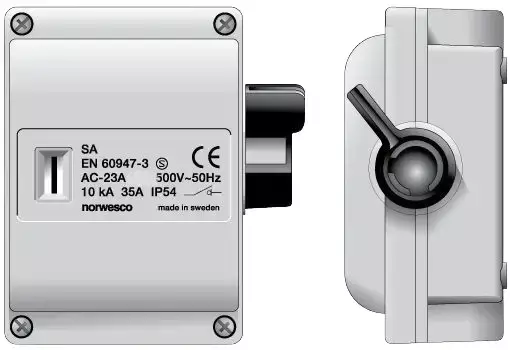 Norwesco Turvakytkin vipu SA 3x16A 500V 7,5kW IP54 - Rasiat ja pistokkeet - 0010153 - 1
