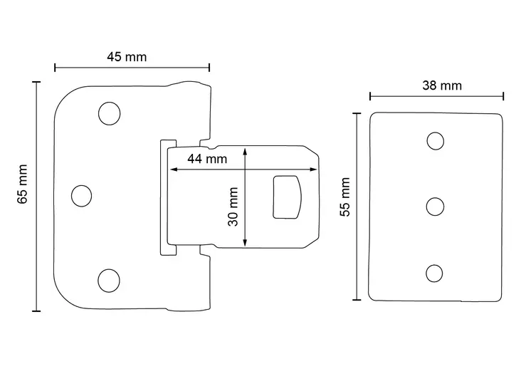 Pisla lehtisarana 575/65x45mm 2kpl - Oven saranat - 0002143 - 1