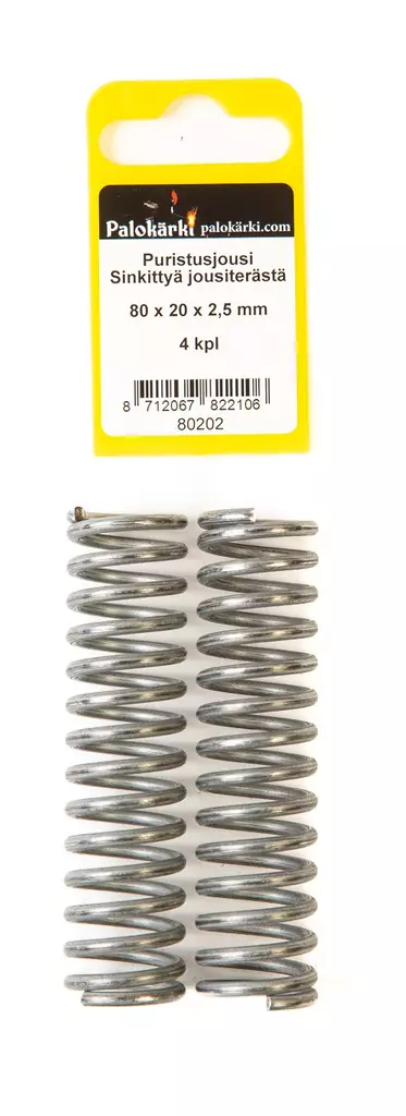 Puristusjousi Sinkittyä jousiterästä 80x20x2,5mm 4kpl - Jouset - 0021513 - 1