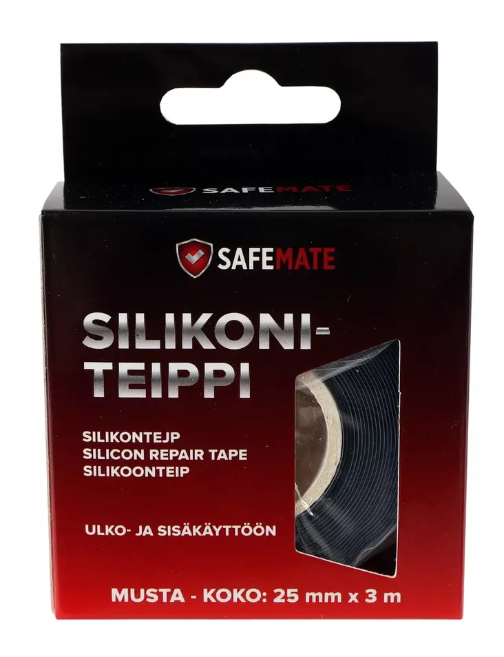 SafeMate Silikoniteippi 25mm x 3m musta vulkanoituva vedenkestävä - Asennusteipit - 0017603 - 1