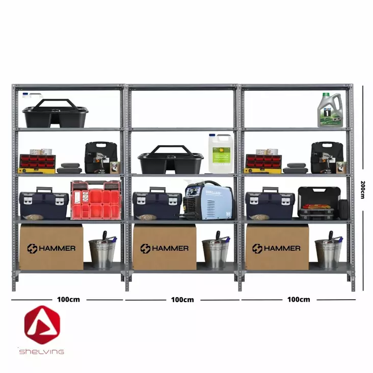 Shelving varastohylly 200x300x40cm 3-modulia - Varastohyllyt - 0016473 - 1