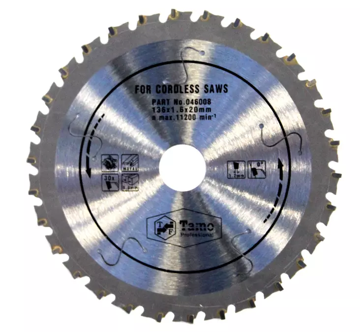 Tamo pyörösahanterä ohut 136x1,6x30Tx20mm metallille - Pyörösahanterät akkukoneisiin - 0002793 - 1