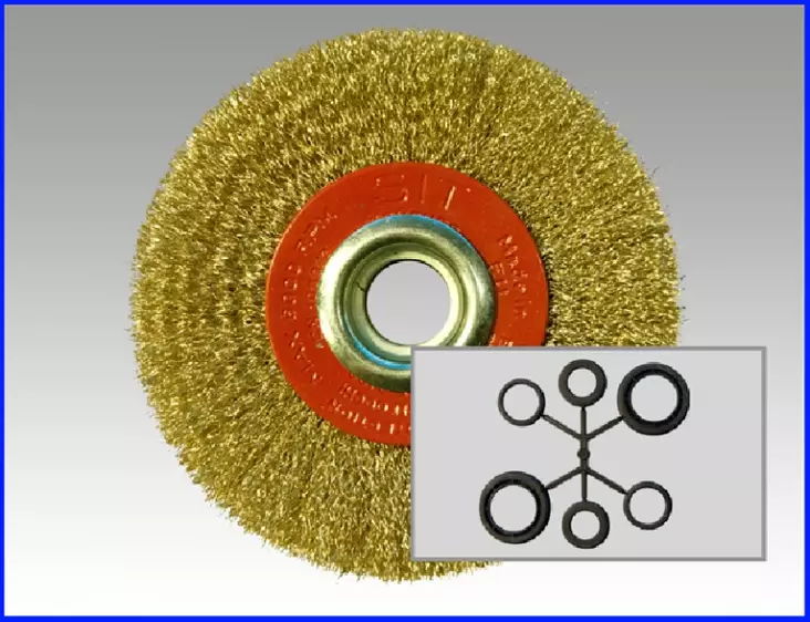 Teräsharja 150mm smirgeliin messingöity - Koneteräsharjat - 0003723 - 1