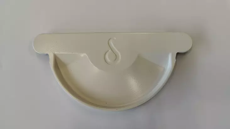 Vesikourun pääty vasen/oikea 125mm pyöreä RR20 valkoinen - Rännit, räystäskourut - 0017033 - 1