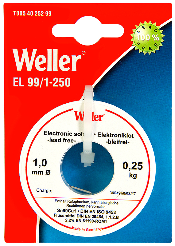 Weller juotostina 1,0mm 250g lyijyvapaa - Juotoskolvit ja tarvikkeet - 0006303 - 1