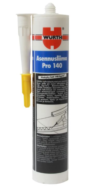 Wurth asennusliima Pro 140 310ml - Liimamassat ja tiivistysmassat - 0010553 - 1