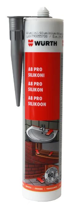Wurth silikoni A8 Pro alumiini 310ml - Silikonit ja akryylimassat - 0010563 - 1