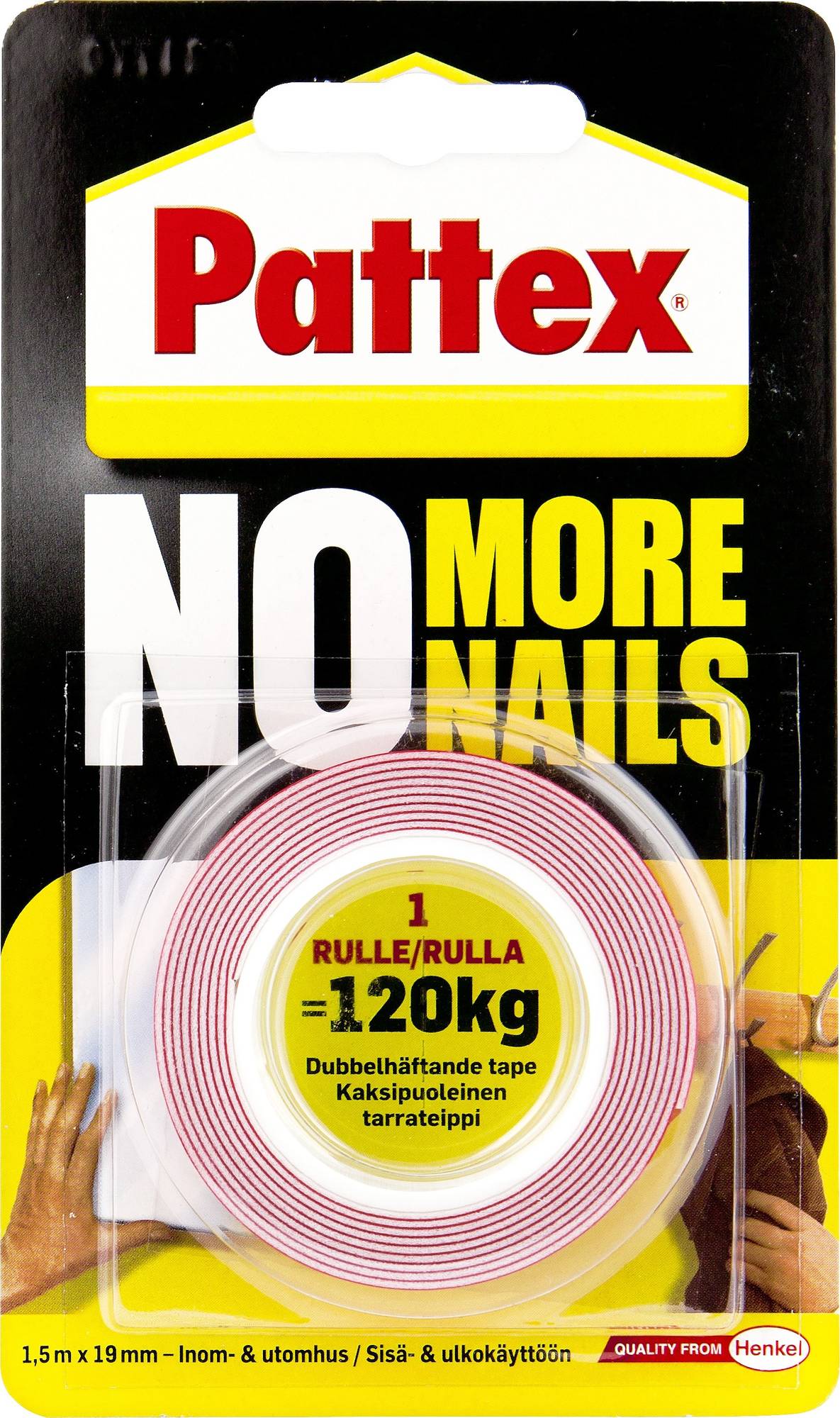Pattex No More Nails Asennusteippi, supervahva 1,5 m 120 kg Hammer