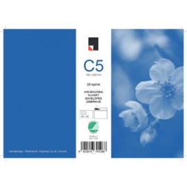 Kirjekuori C5 valkoinen, 30x90 mm ikkuna 25kpl - Kopiopaperit ja leikkurit - 0013084 - 1